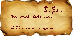 Modrovich Zsüliet névjegykártya
